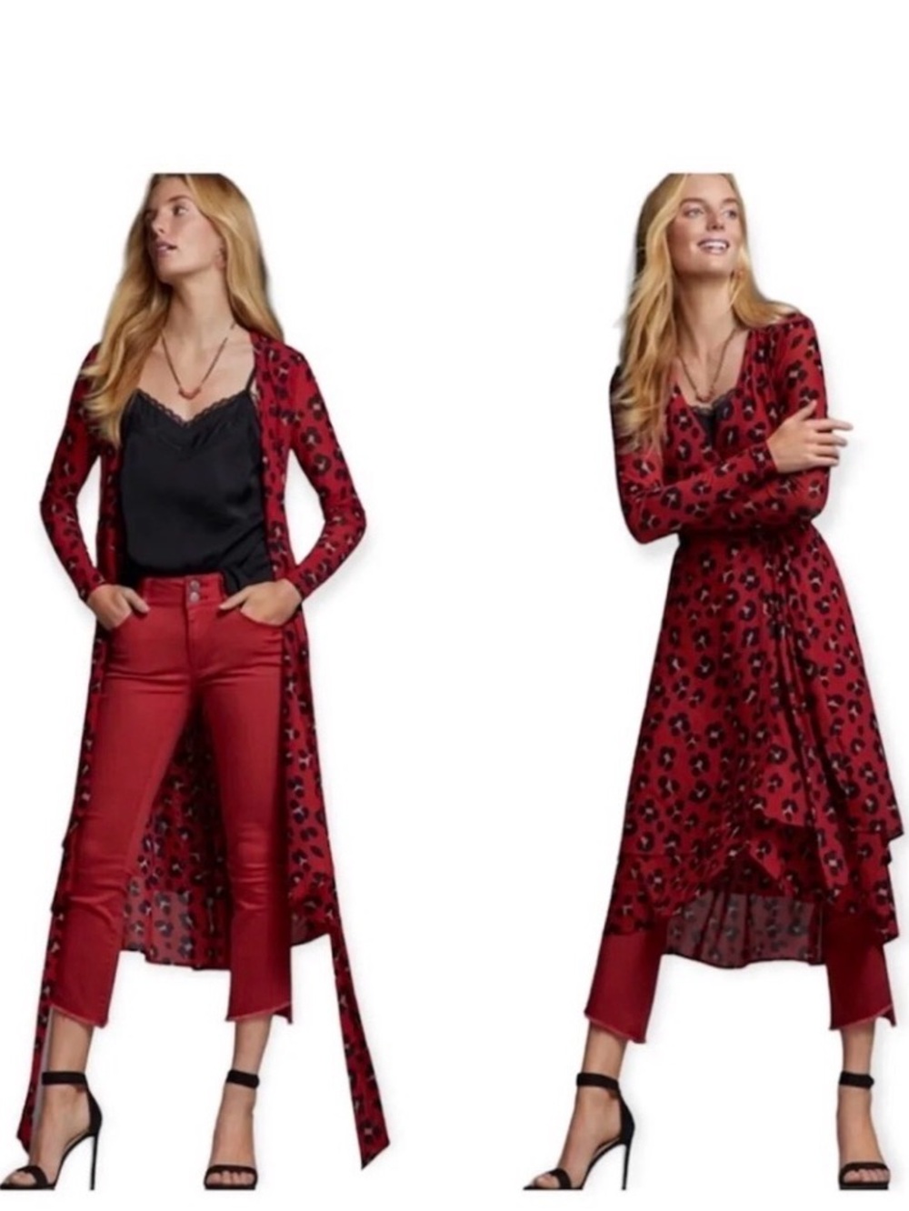 Cabi siren Red Leopard Print Wrap Dress sz sm